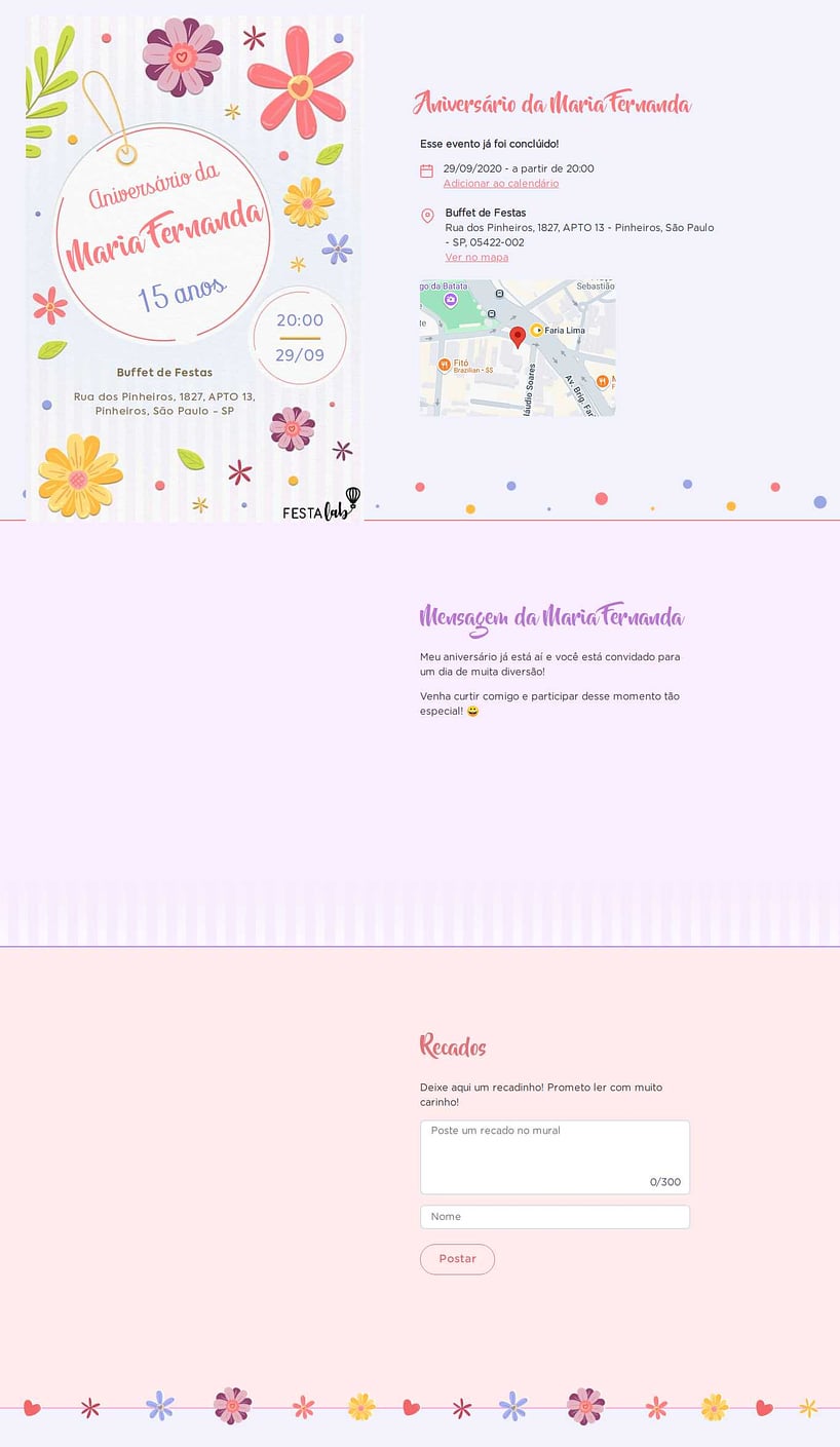 Convite online de aniversário - Flores coloridas| FestaLab