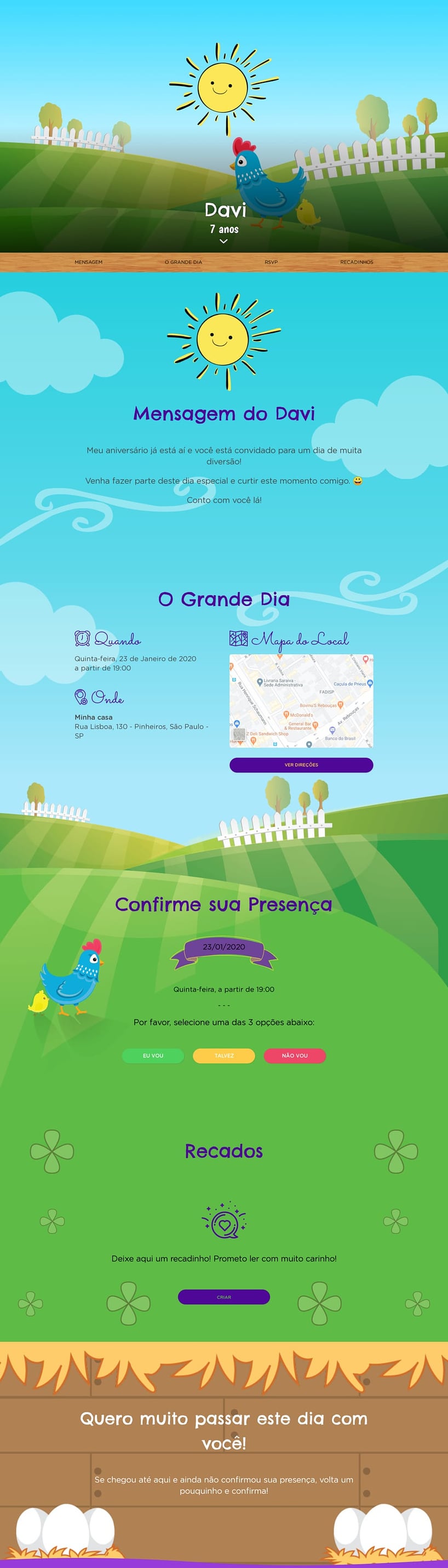 Convite online de aniversário - Pintinhos em Festa| FestaLab