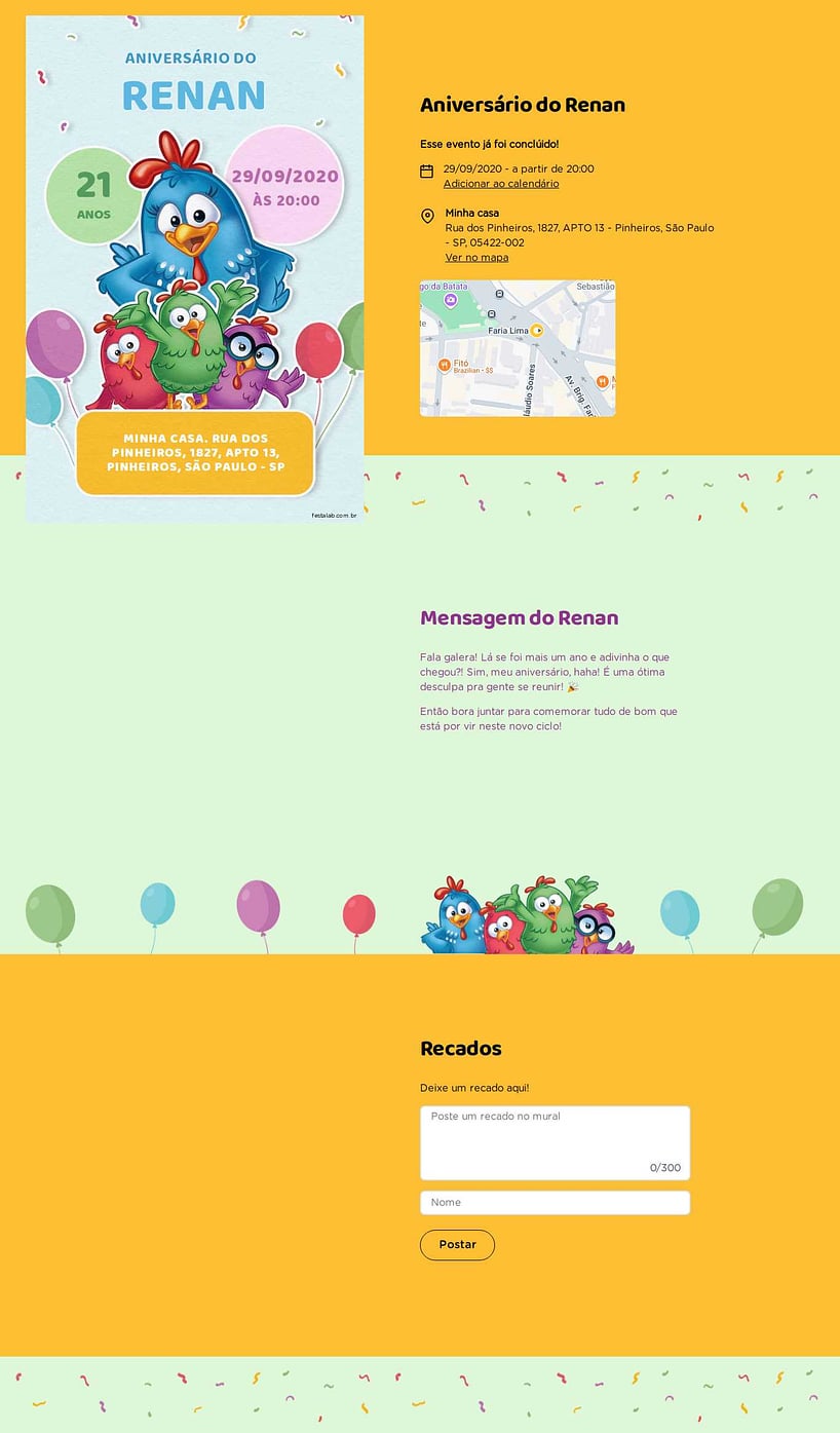 Convite online de aniversário - Galinha Pintadinha azul| FestaLab