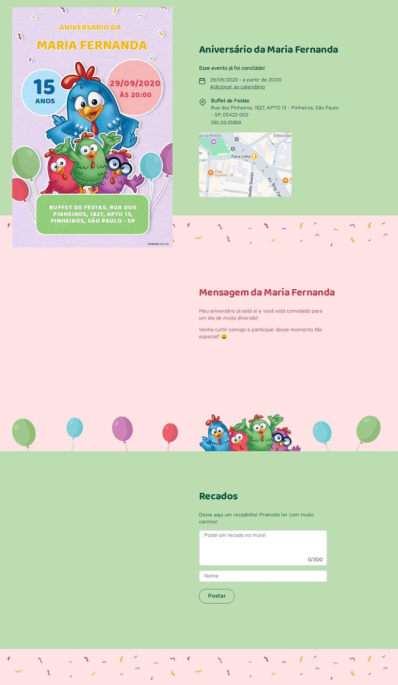 Convite online de aniversário - Galinha Pintadinha Lilás| FestaLab