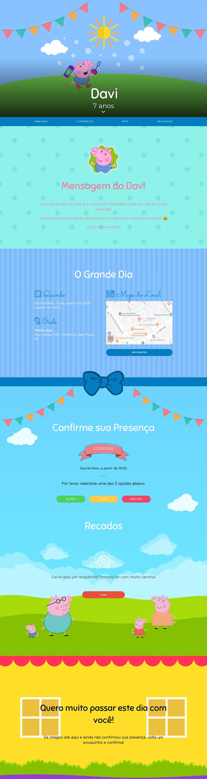Convite online de aniversário - George Pig| FestaLab