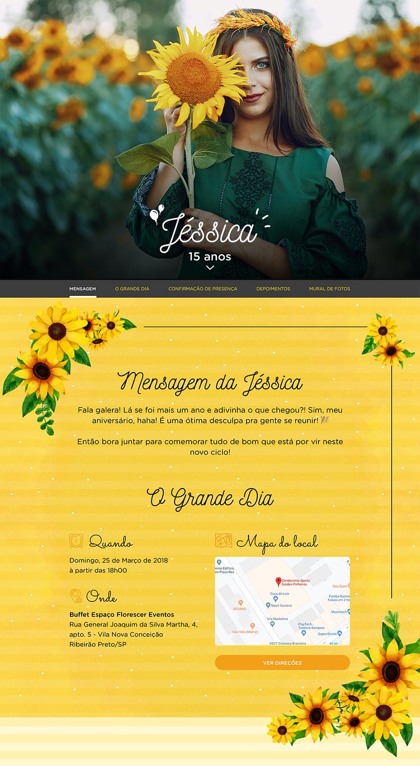 Convite online de aniversário - Girassol| FestaLab