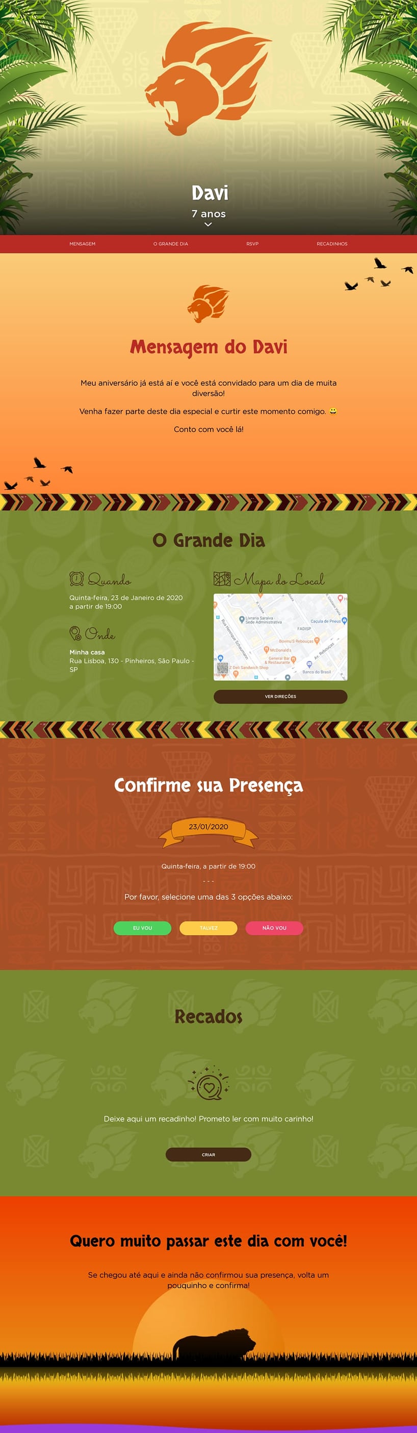 Convite online de aniversário - Guarda do Leão| FestaLab