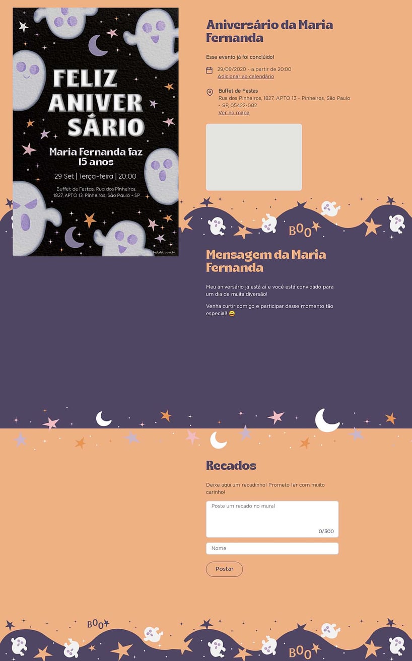 Convite online de aniversário - Halloween Fantasminha| FestaLab