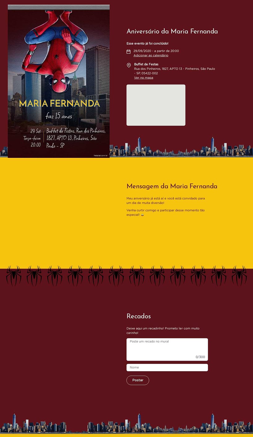 Convite online de aniversário - Homem aranha escuro| FestaLab