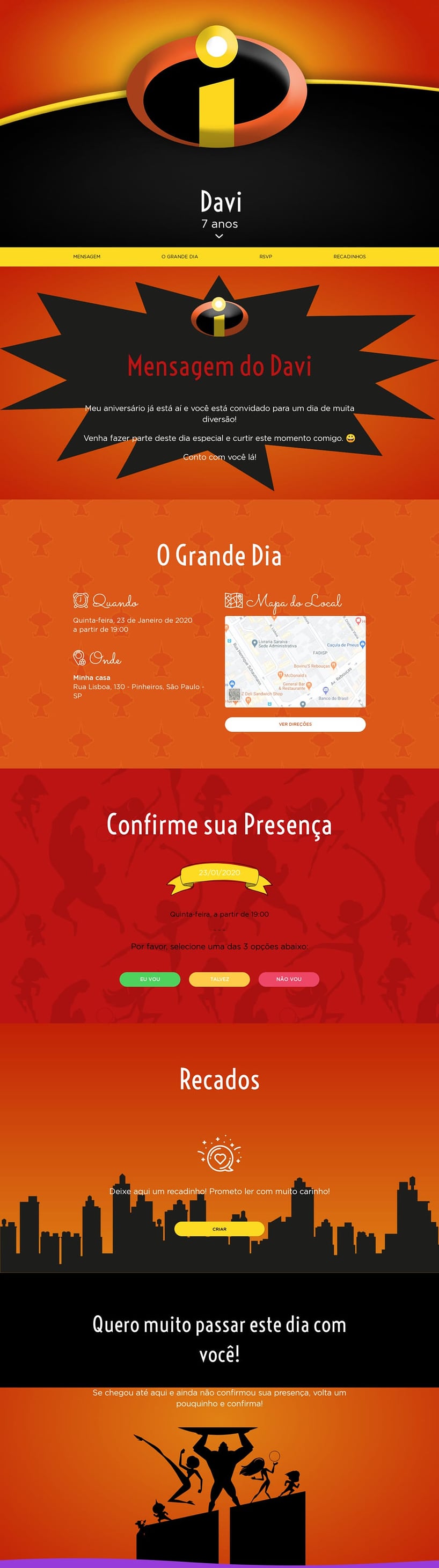 Convite online de aniversário - Incríveis| FestaLab