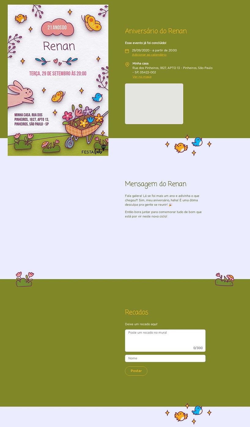 Convite online de aniversário - No Reino das Flores: Branco| FestaLab