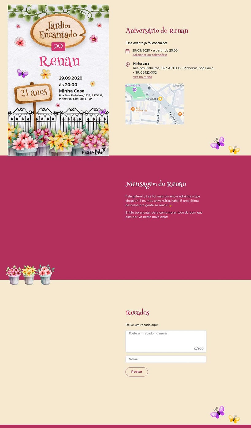 Convite online de aniversário - Jardim dos Sonhos: Branco| FestaLab