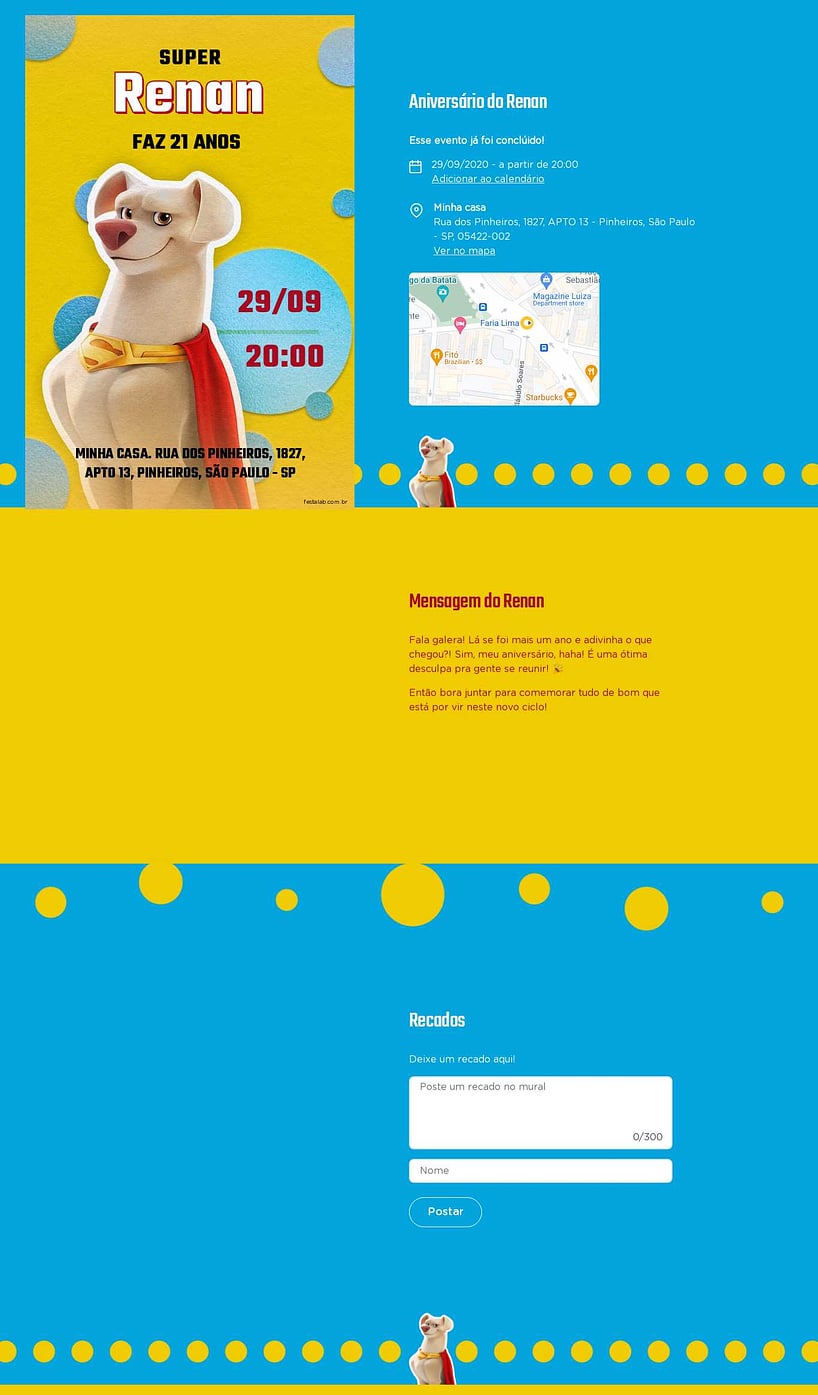 Convite online de aniversário - Krypto! O Supercão| FestaLab