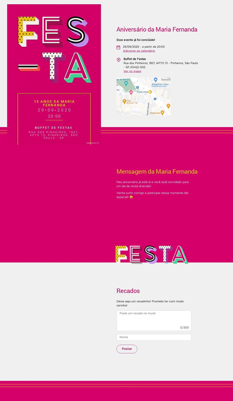Convite online de aniversário - Letras Festivas| FestaLab
