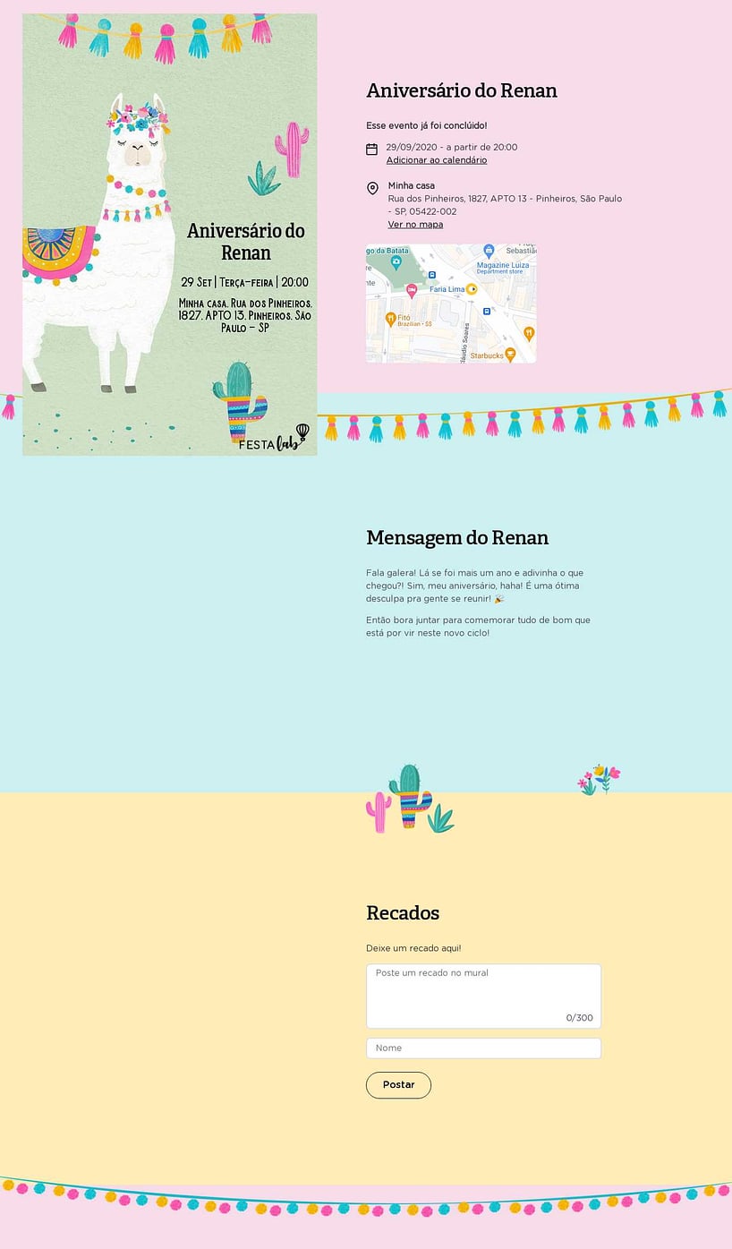 Convite online de aniversário - Lhama Color| FestaLab