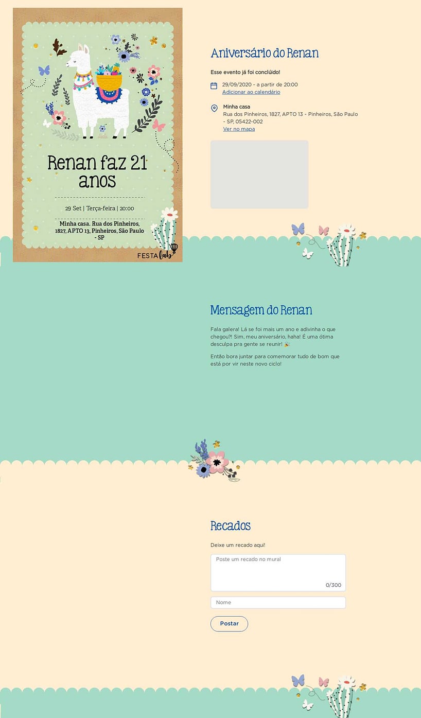 Convite online de aniversário - Lhama Tradicional| FestaLab