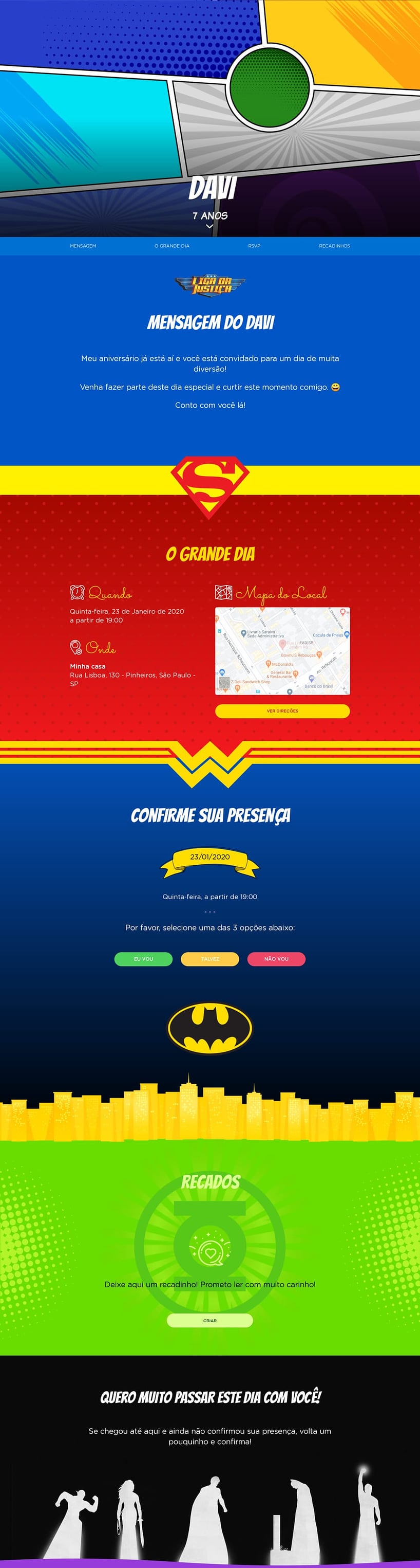 Convite online de aniversário - Liga da Justiça| FestaLab
