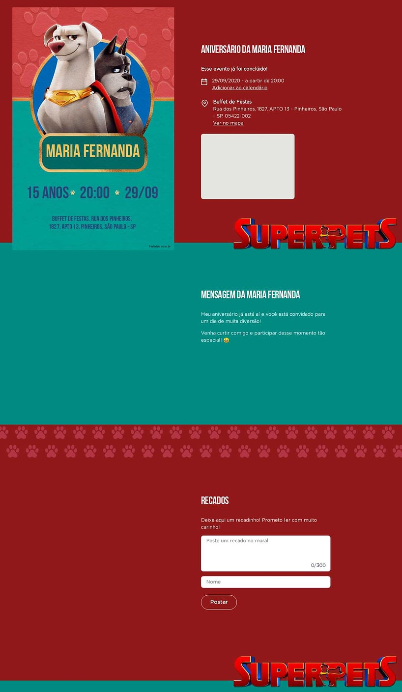 Convite online de aniversário - Super pets Vermelho| FestaLab