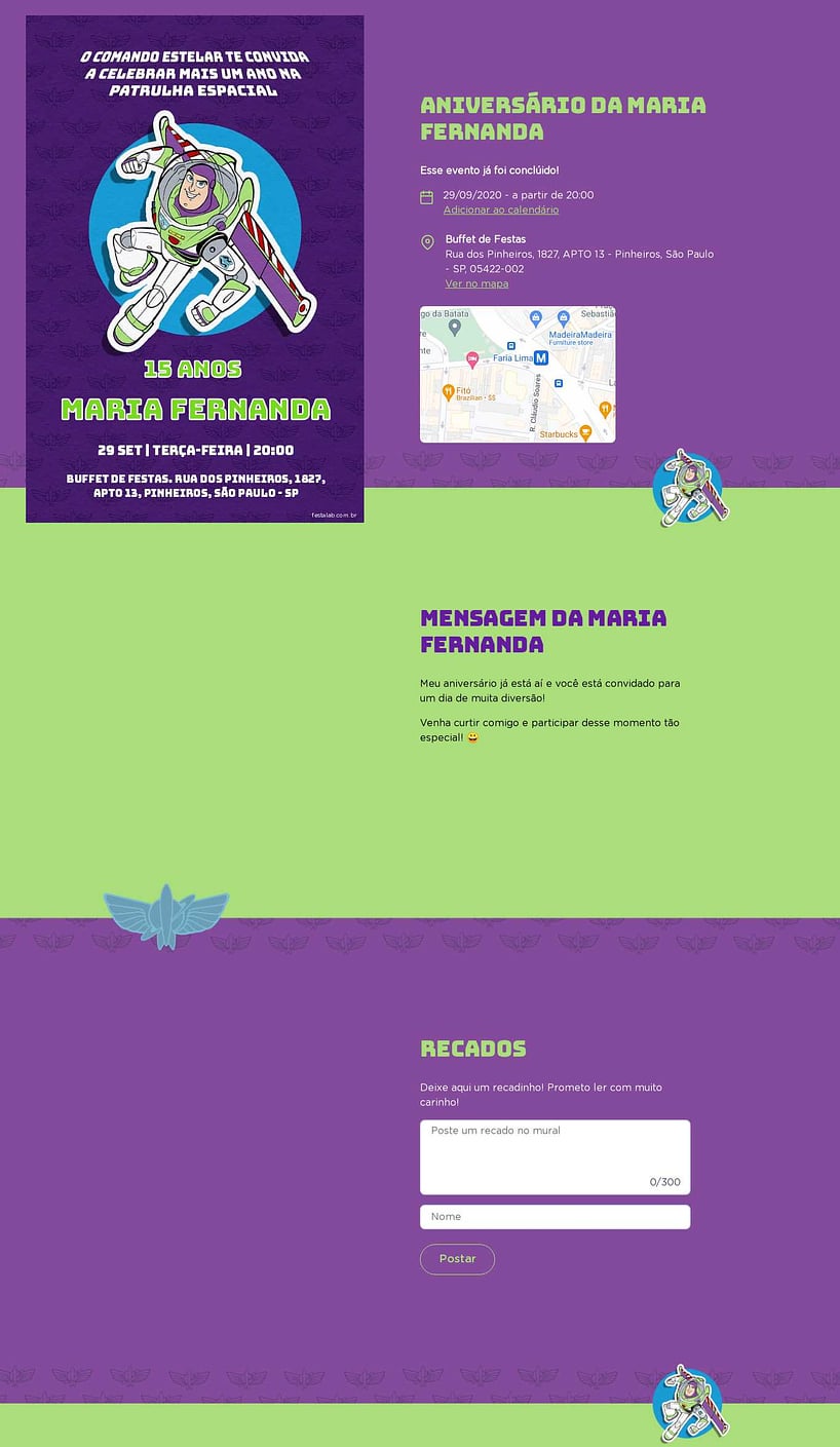 Convite online de aniversário - Lightyear| FestaLab