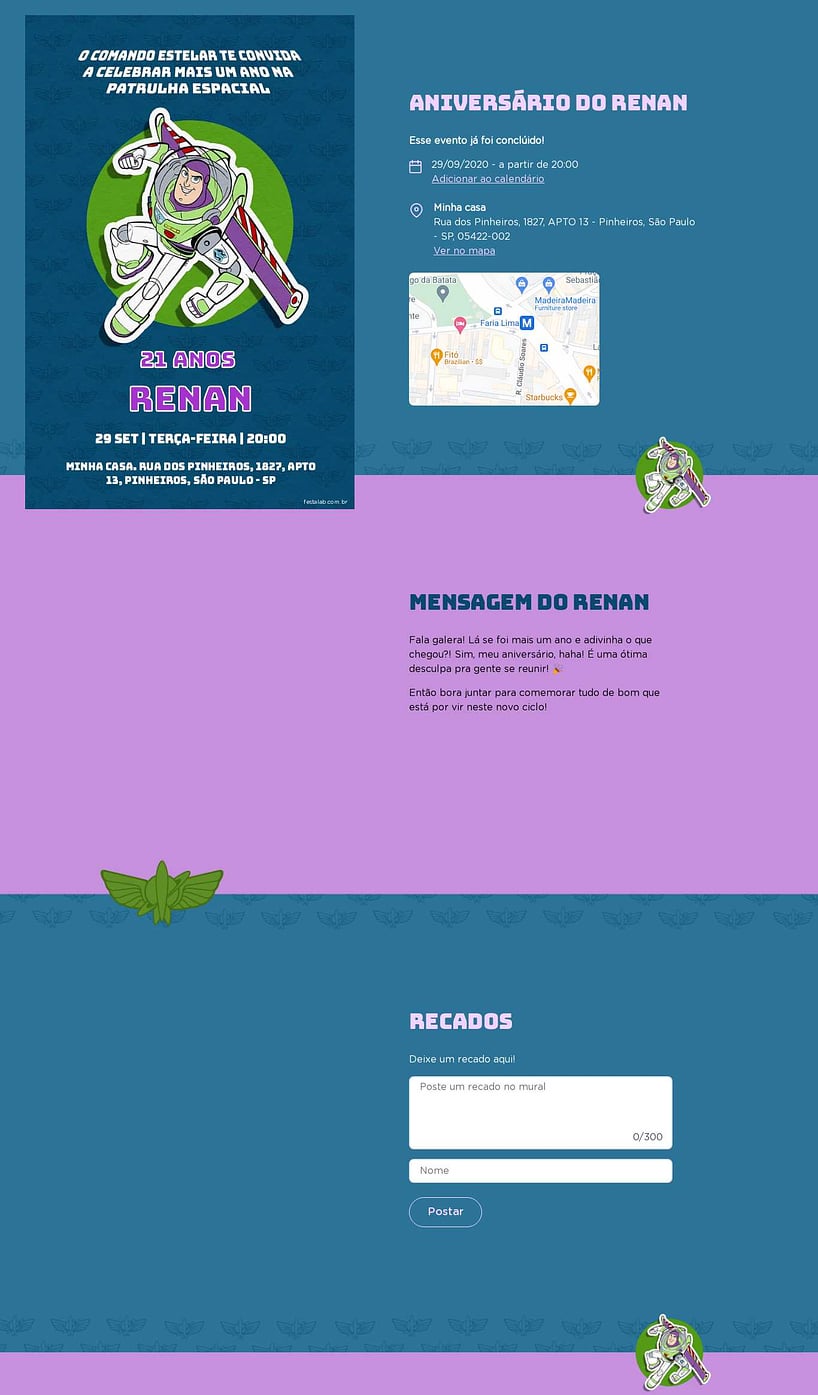 Convite online de aniversário - Lightyear Azul| FestaLab