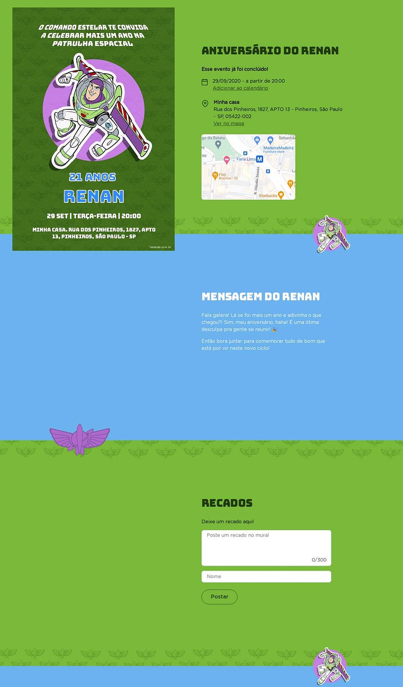 Convite online de aniversário - Lightyear Verde| FestaLab
