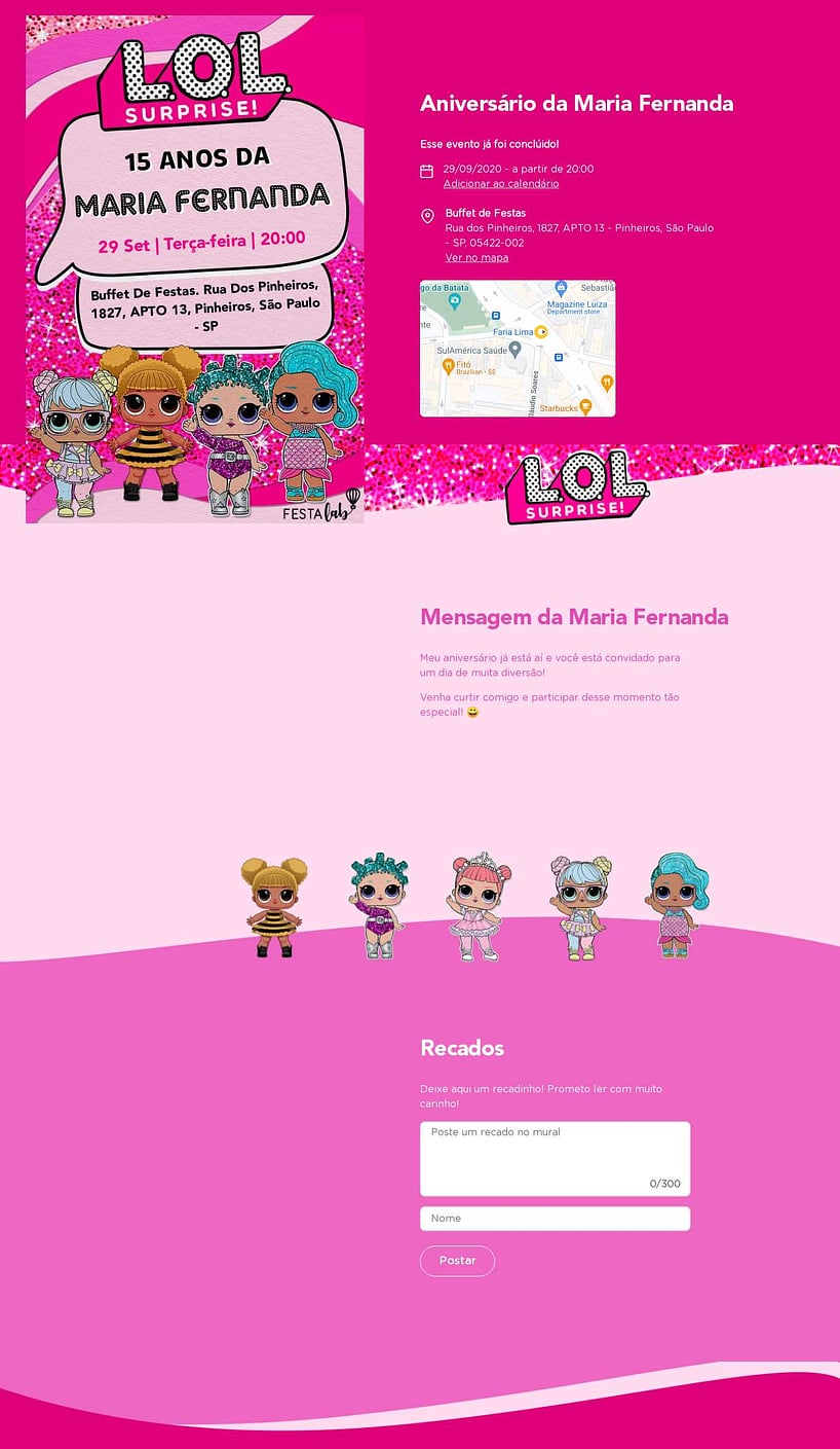 Convite online de aniversário - L.O.L Surprise| FestaLab