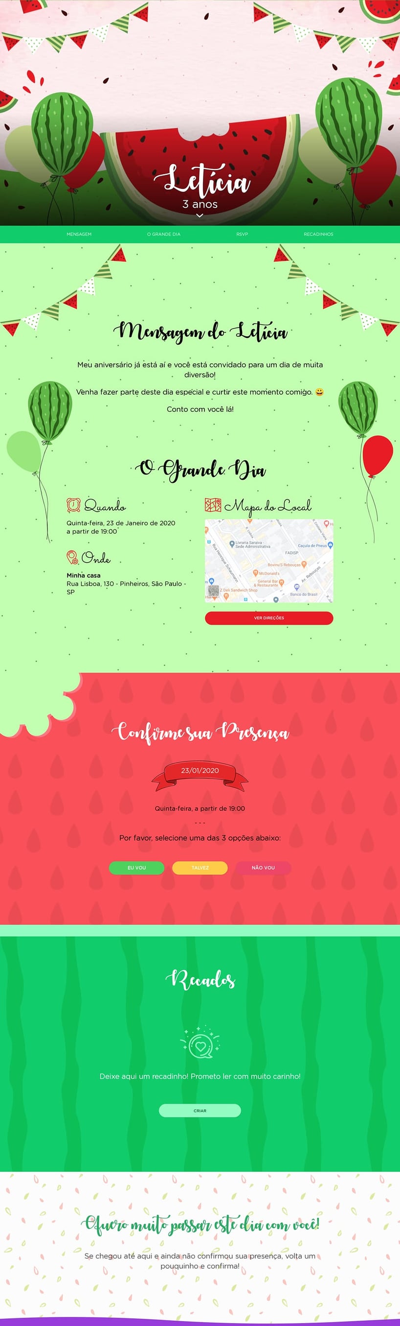 Convite online de aniversário - Melancia| FestaLab