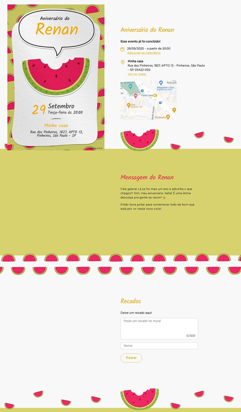Convite online de aniversário - Melancia da magali verde| FestaLab