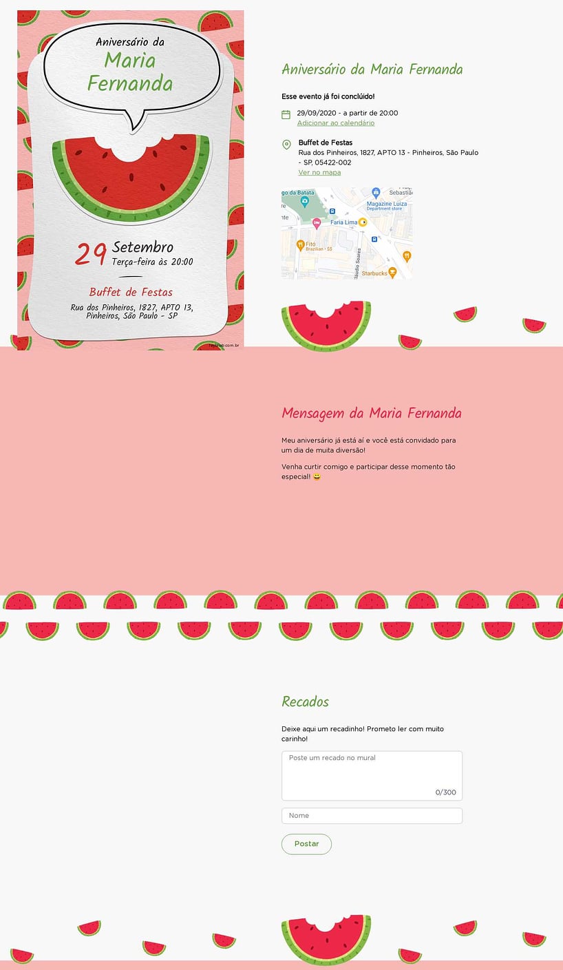 Convite online de aniversário - Melancia da magali vermelho| FestaLab