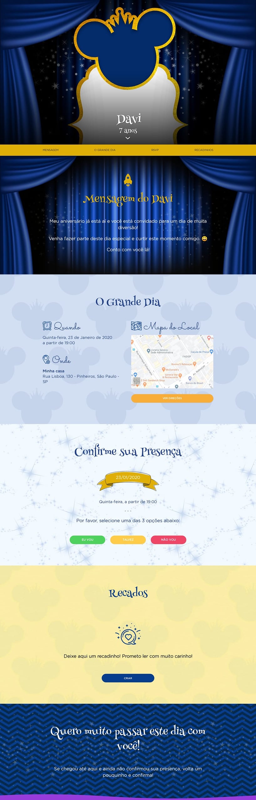 Convite online de aniversário - Mickey Realeza| FestaLab