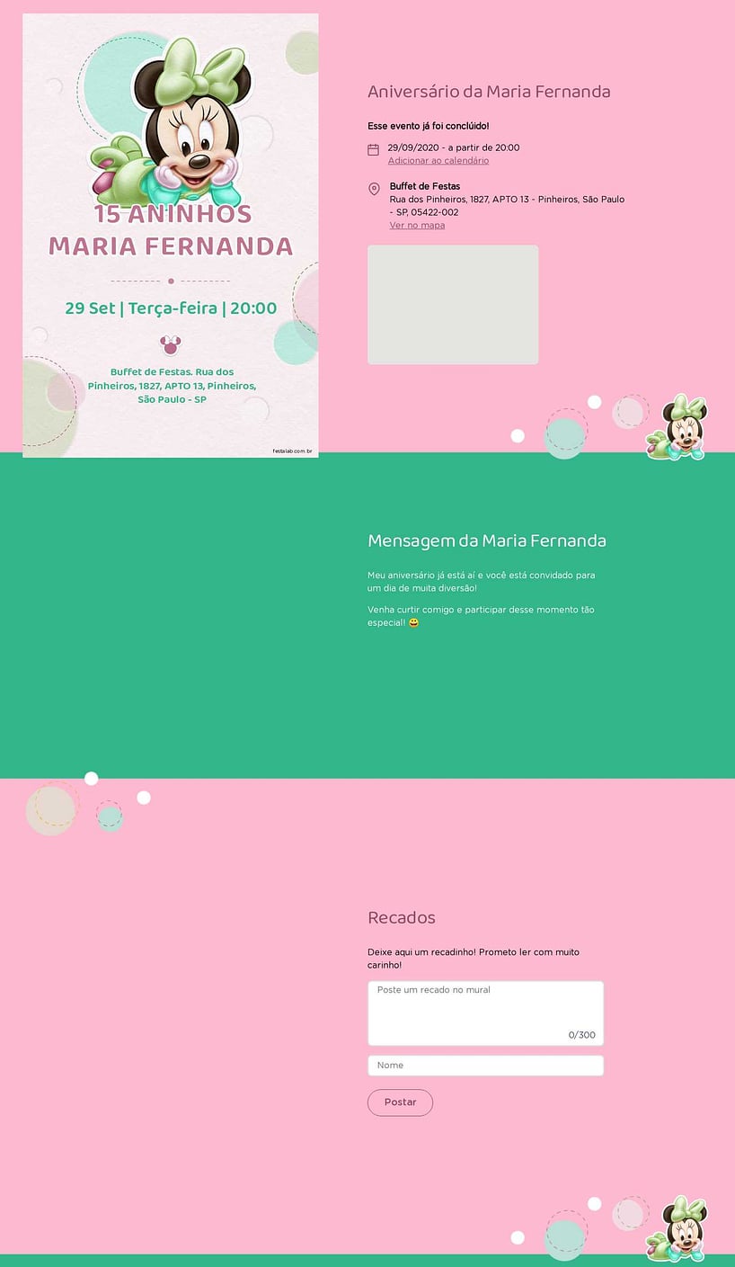 Convite online de aniversário - Minnie baby verde| FestaLab
