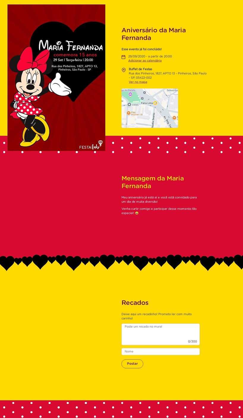 Convite online de aniversário - Minnie Mouse Clássica| FestaLab