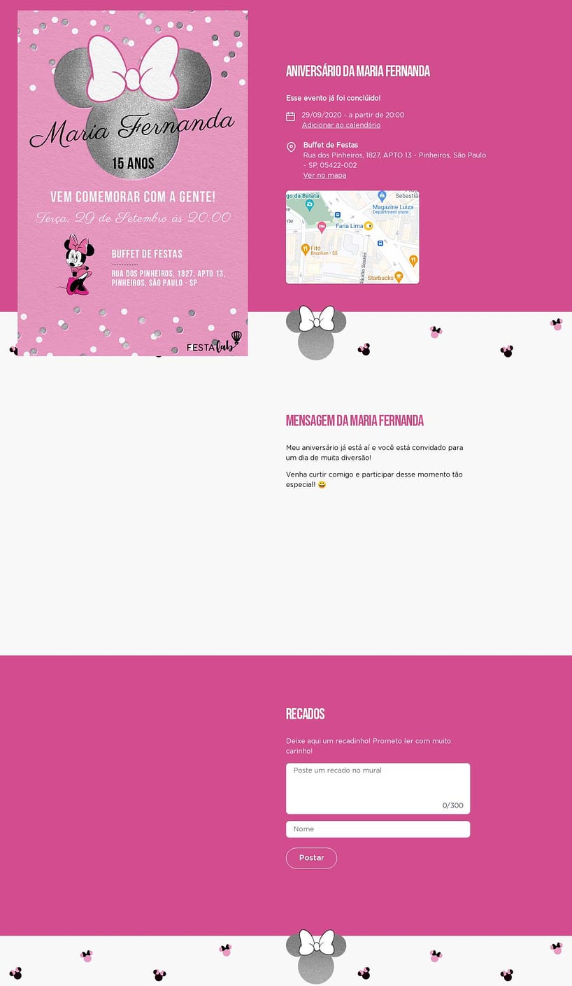 Convite online de aniversário - Minnie prata| FestaLab
