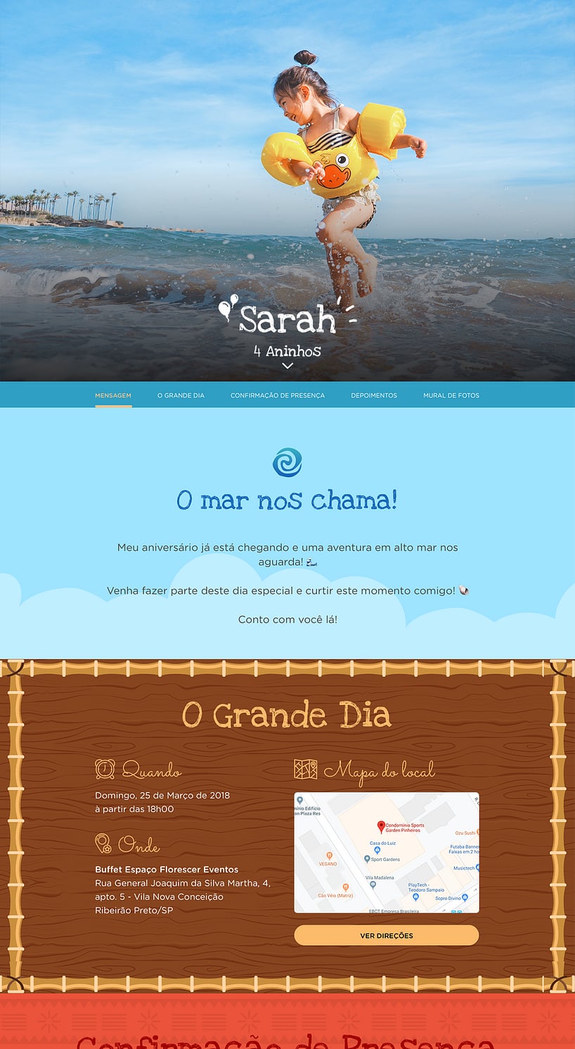 Convite online de aniversário - Moana| FestaLab