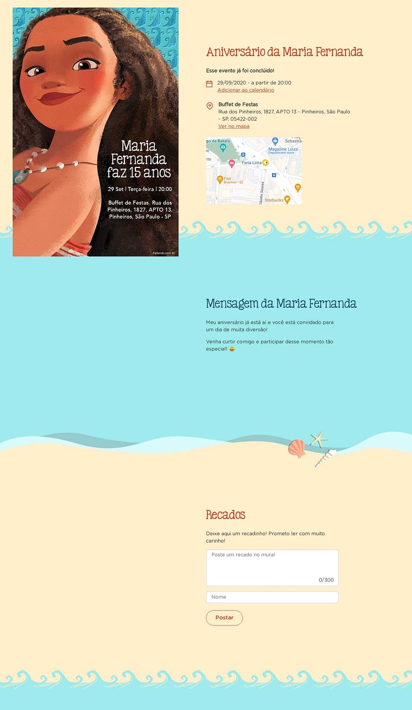 Convite online de aniversário - Moana Aventura| FestaLab