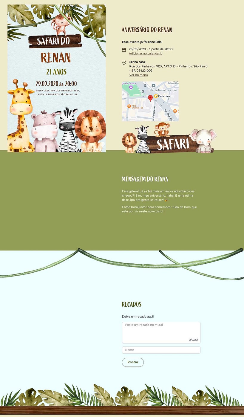 Convite online de aniversário - Moldura de Safari| FestaLab