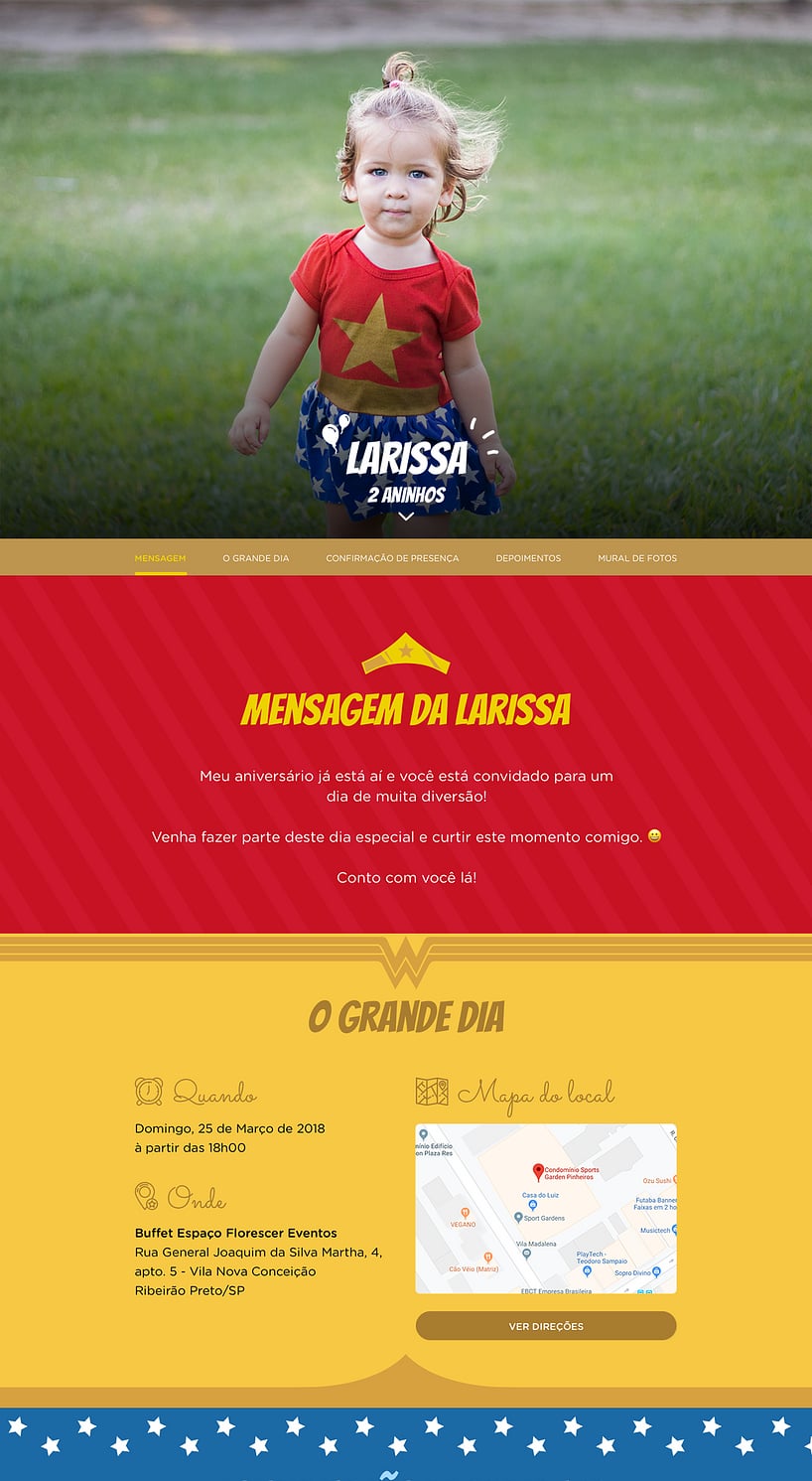 Convite online de aniversário - Mulher Maravilha| FestaLab