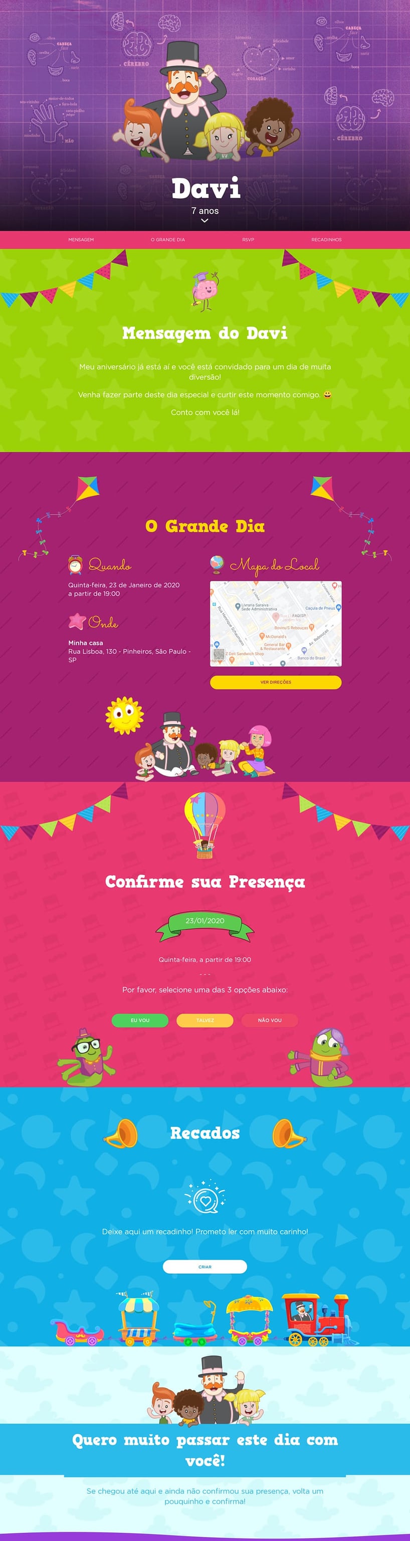 Convite online de aniversário - Mundo Bita - Corpo Humano| FestaLab