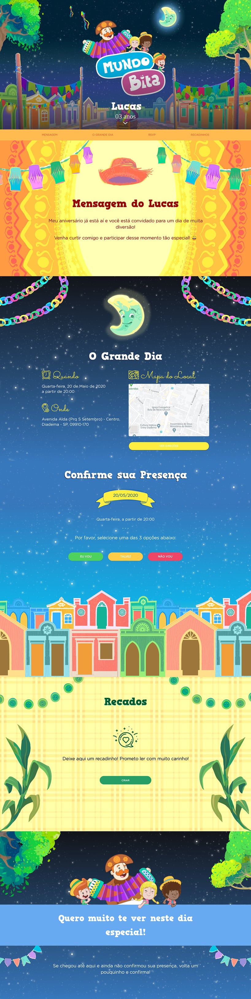 Convite online de aniversário - Mundo Bita - Festa Junina| FestaLab