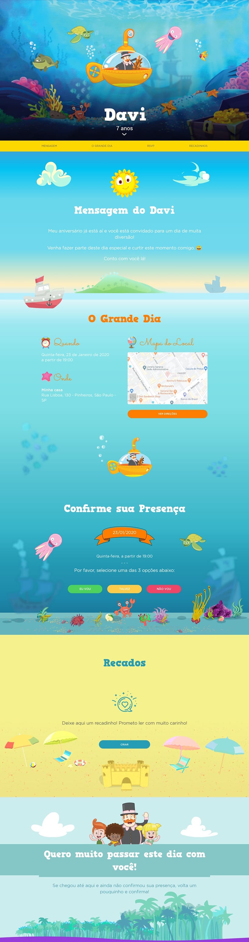 Convite online de aniversário - Mundo Bita - Fundo do Mar| FestaLab