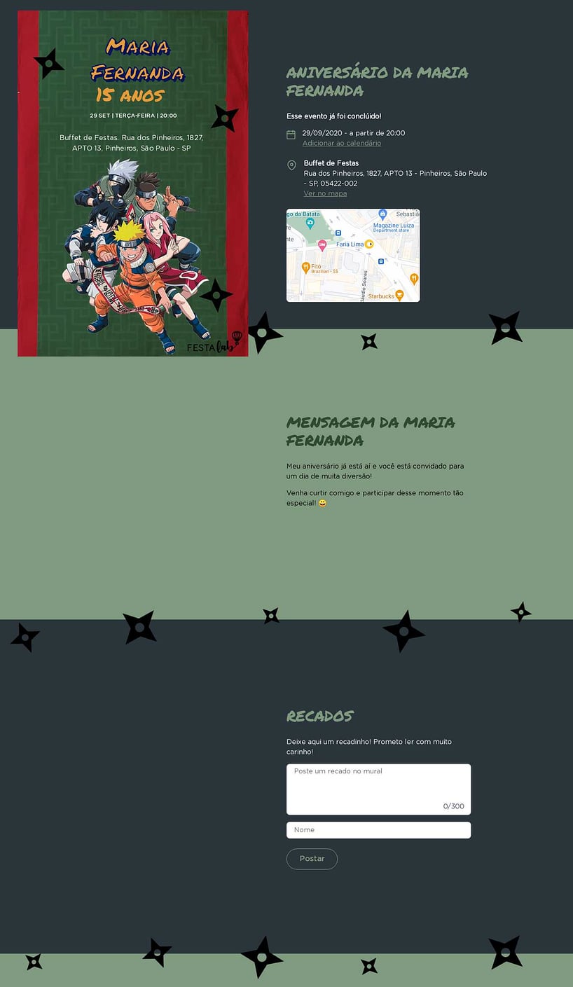 Convite online de aniversário - Naruto Ninjas| FestaLab