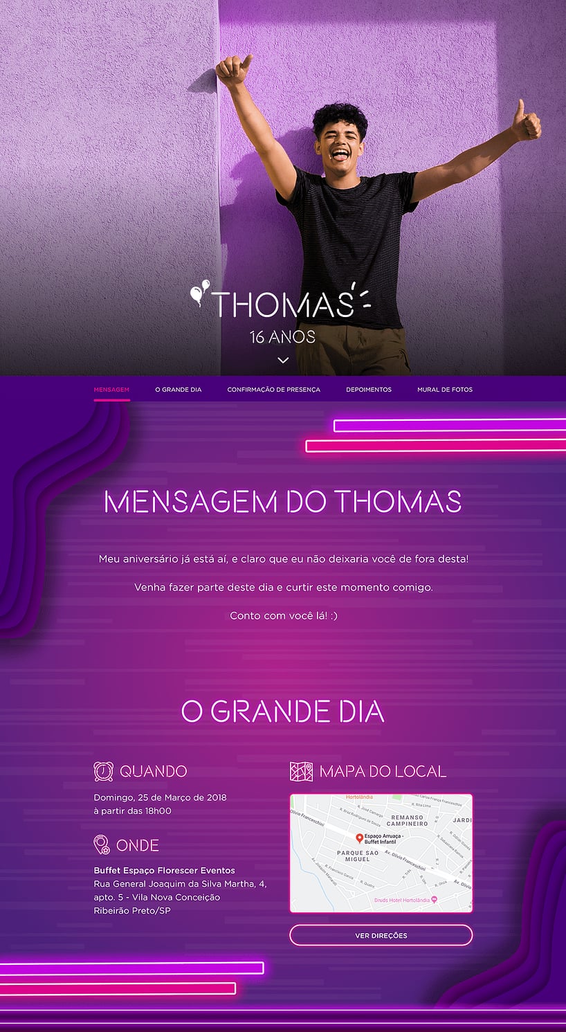 Convite online de aniversário - Neon| FestaLab