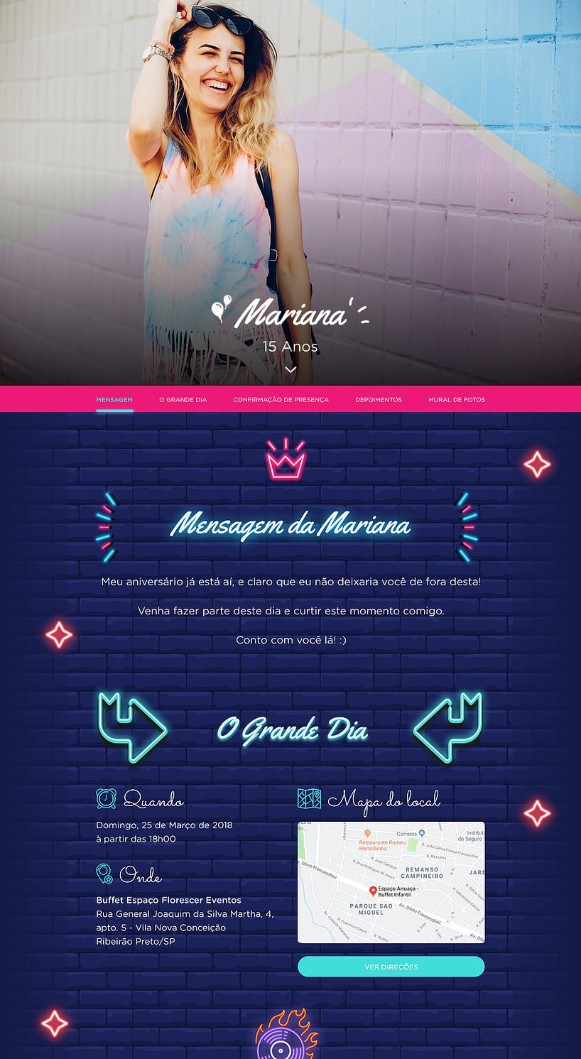 Convite online de aniversário - Neon| FestaLab