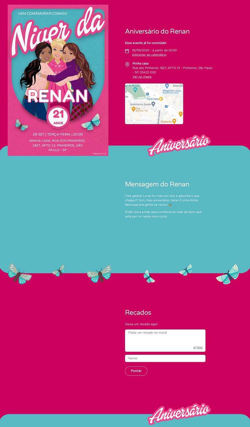 Convite online de aniversário - Niver da Barbie| FestaLab
