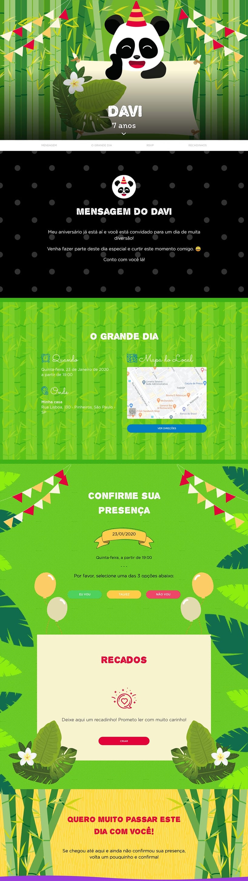 Convite online de aniversário - Festinha do Panda| FestaLab