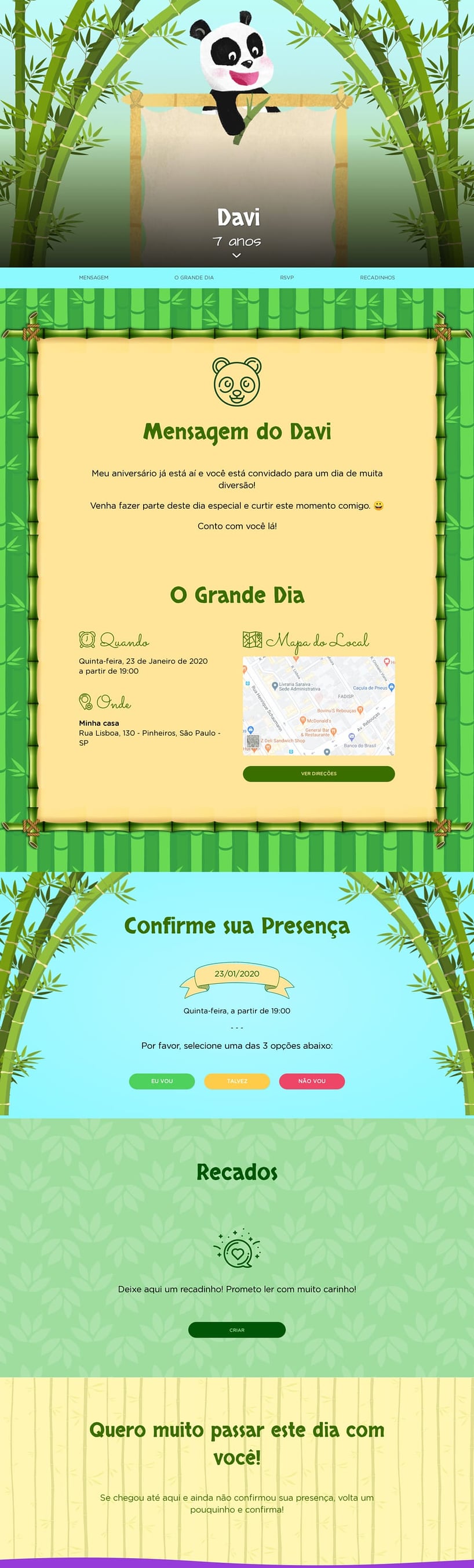 Convite online de aniversário - Panda Baby| FestaLab