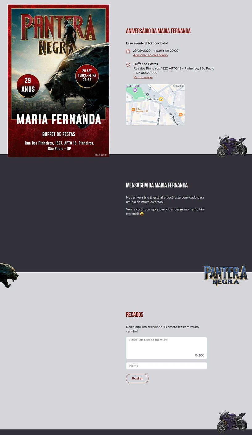 Convite online de aniversário - Herança de Wakanda: Vermelho| FestaLab