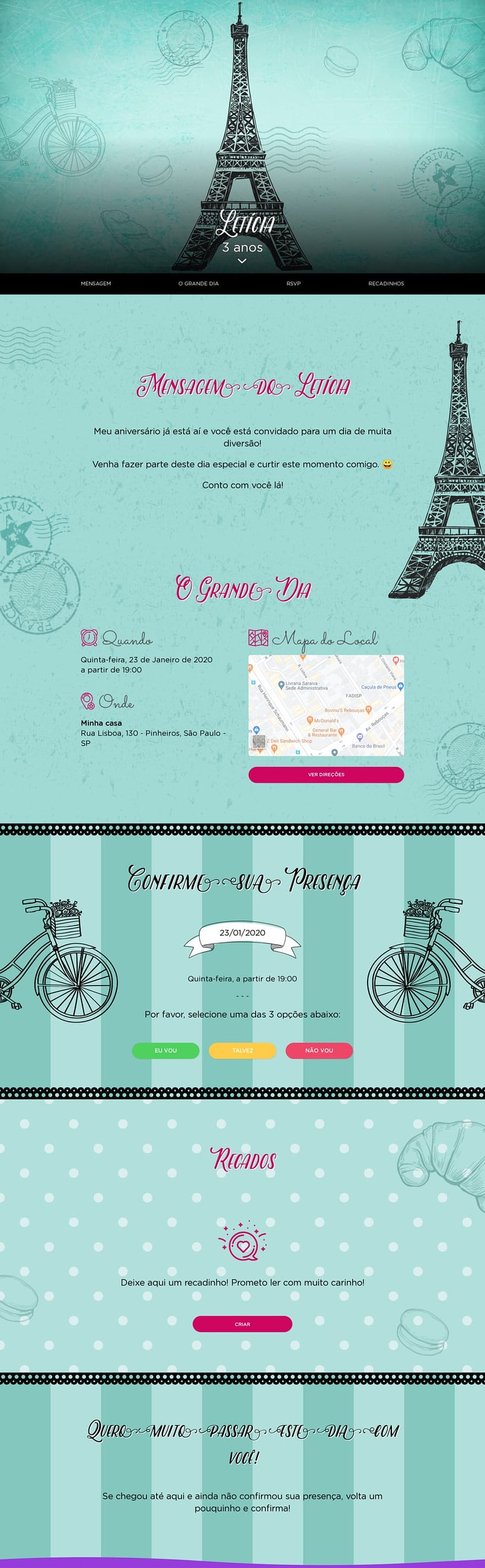Convite online de aniversário - Paris| FestaLab