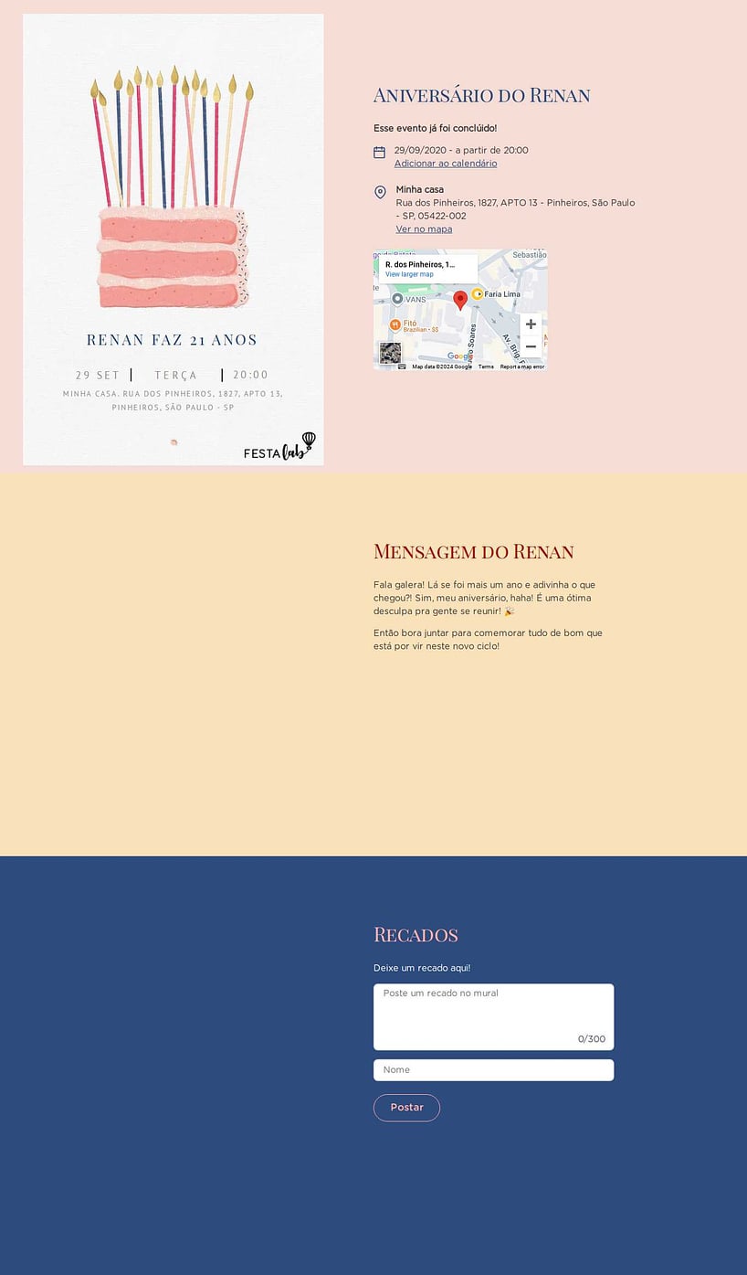 Convite online de aniversário - Pedaço de Bolo| FestaLab