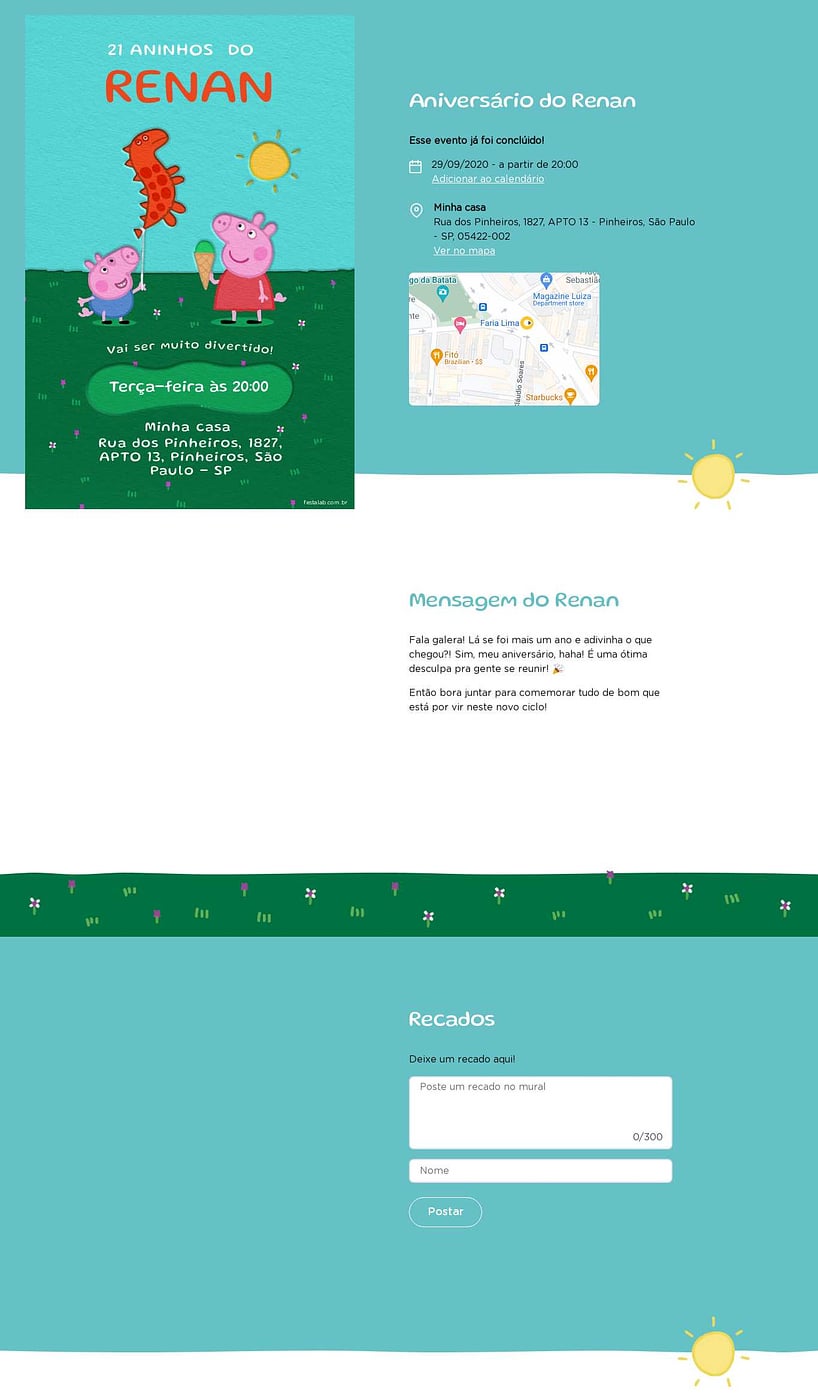 Convite online de aniversário - Peppa pig e George pig verde| FestaLab