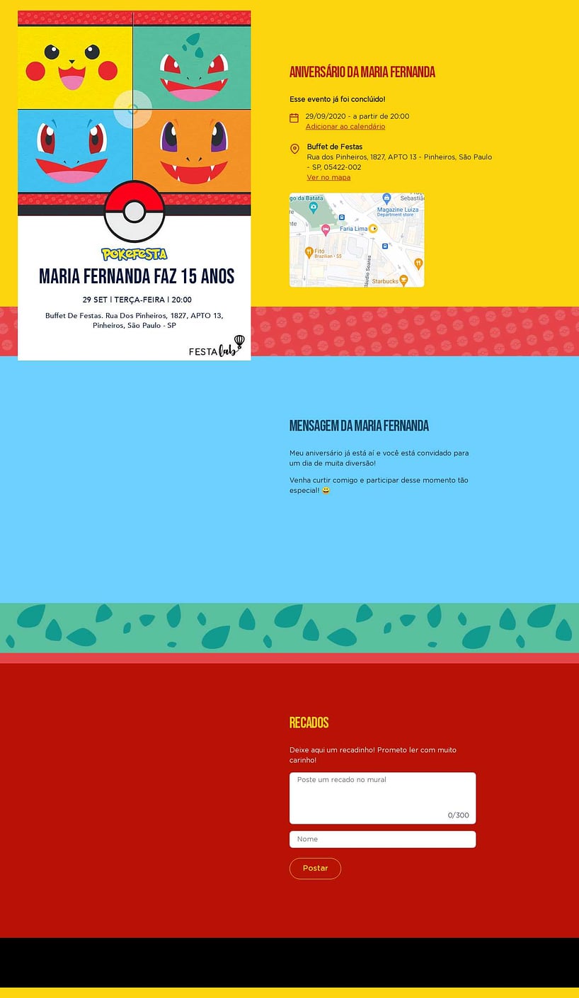 Convite online de aniversário - Pocket Monsters| FestaLab