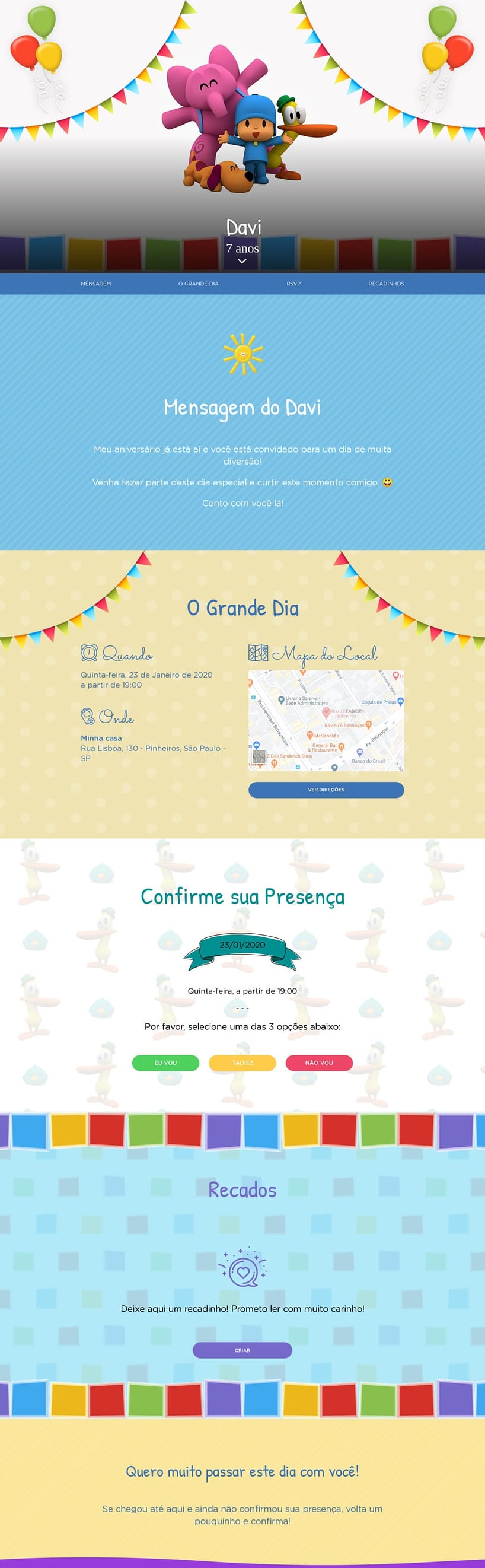 Convite online de aniversário - Pocoyo| FestaLab