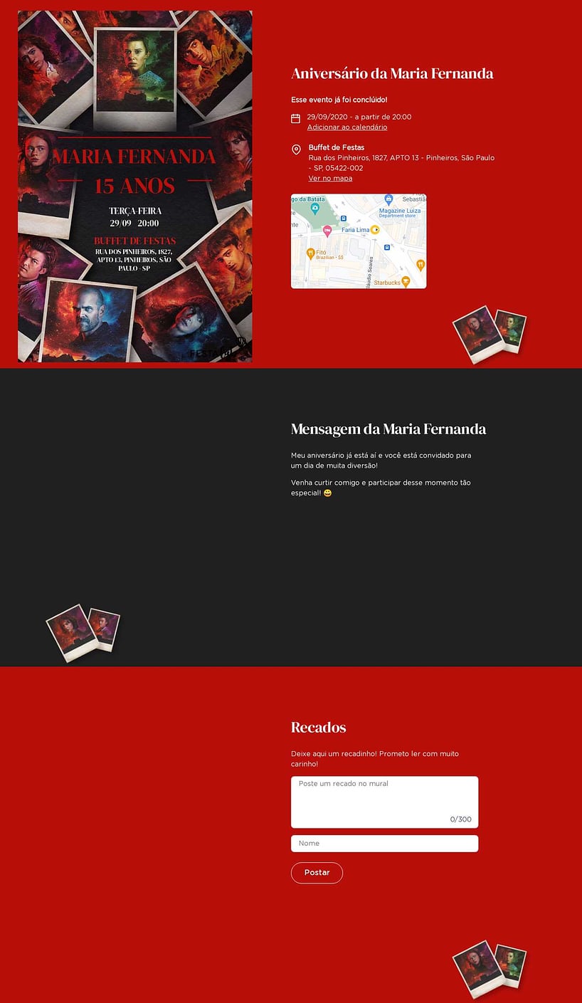 Convite online de aniversário - Polaroid - Stranger Things| FestaLab