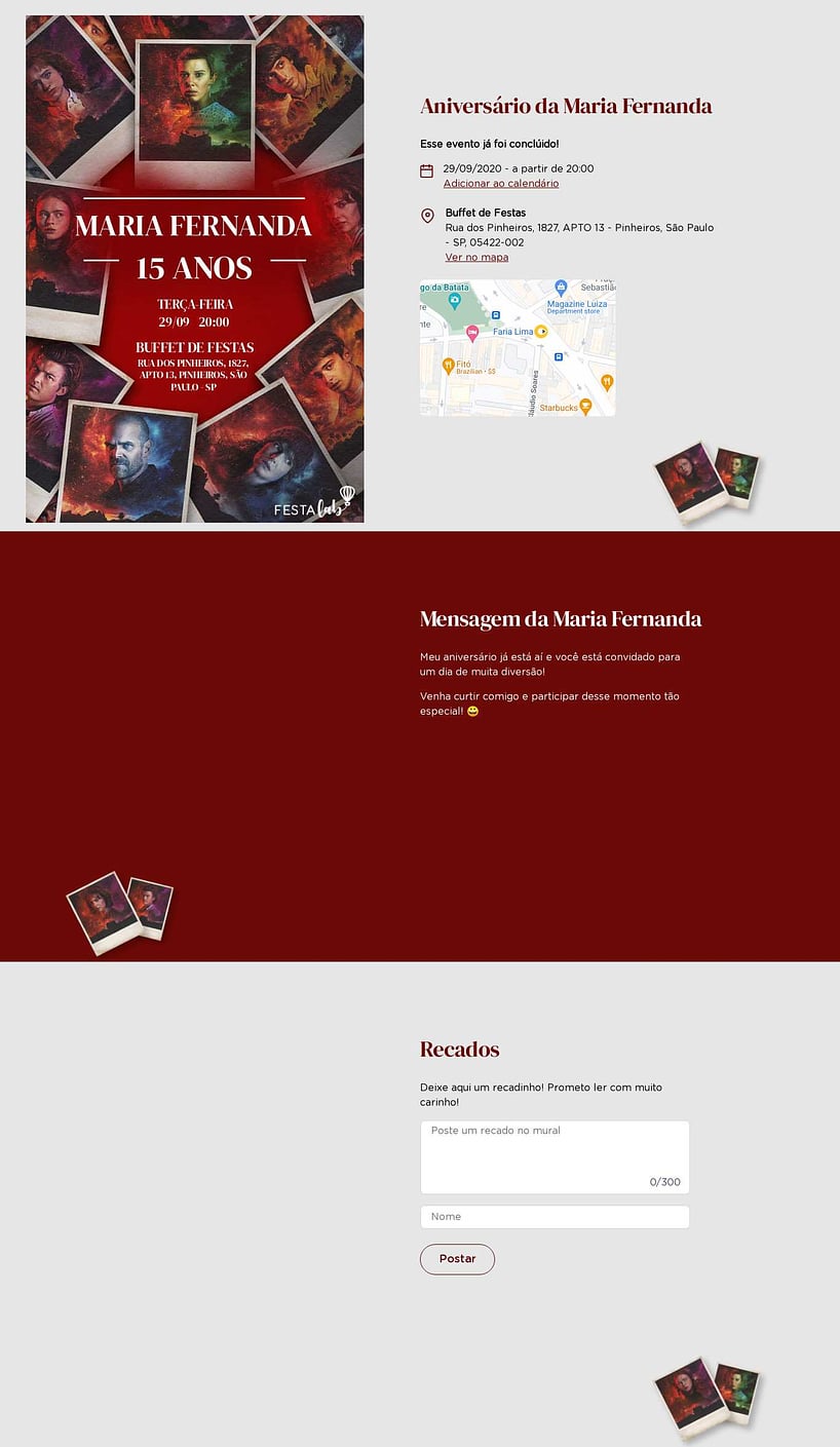 Convite online de aniversário - Polaroid - stranger things| FestaLab